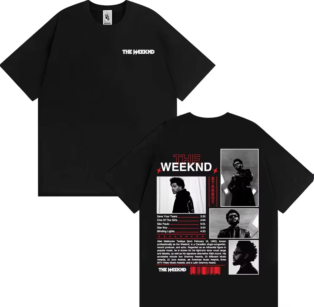 2026 Men's Bathroom Punk Hip Hop Short Sleeve T-Shirt Printed With Rapper The Weeknd New Album Cover Prints