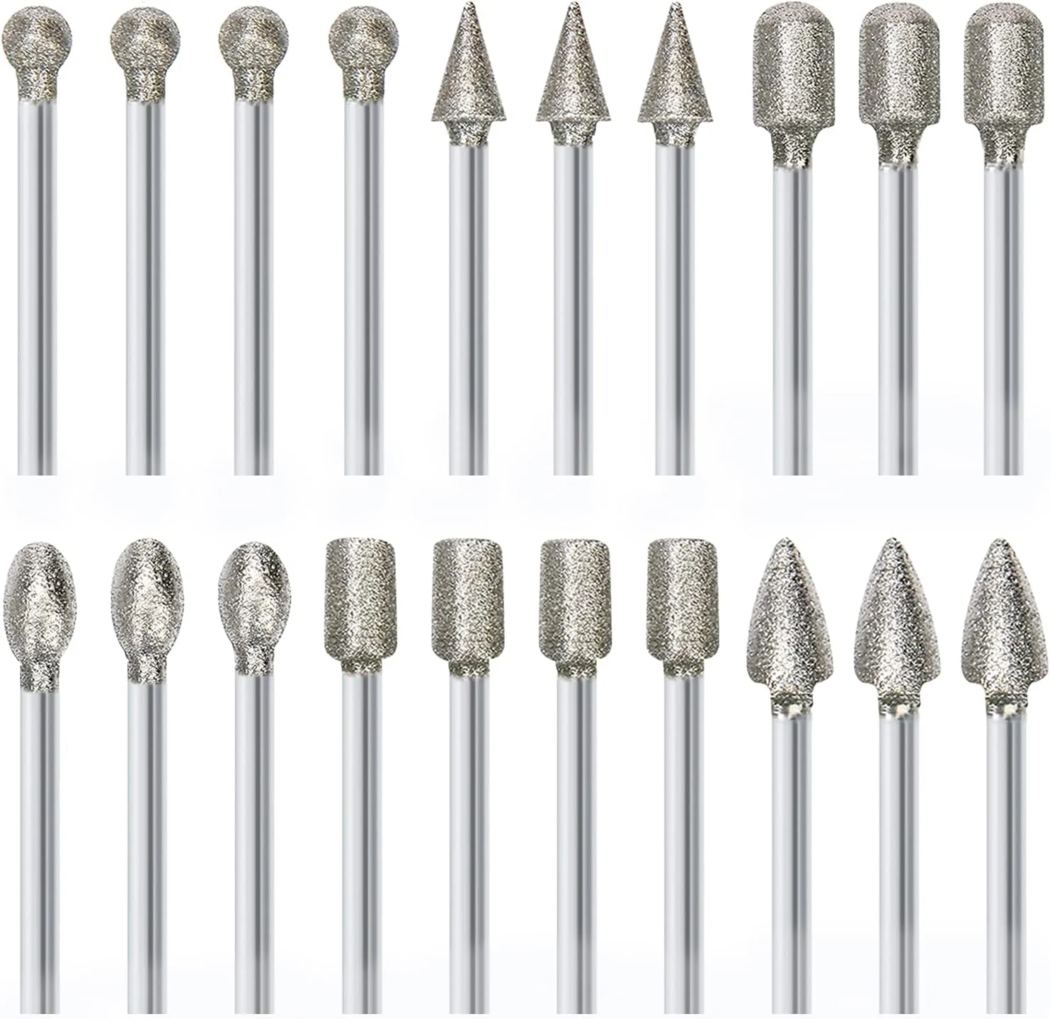 SI FANG Cylindrical Diamond Burr 3mm Shank Grinding Bit Stone Jade Carving Grinding Engraving Drill Bit Dremel Rotary Tools