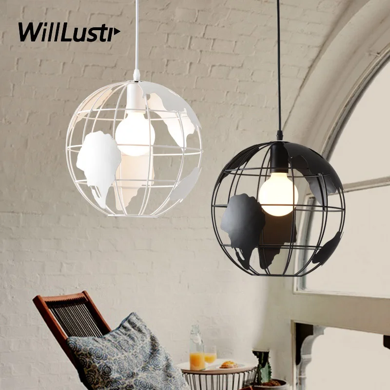 

Iron Globe Pendant Lamp Tellurion Suspension Light Hotel Cafe Dining Bedroom Creative Earth Ceiling Chandelier Hanging Lighting