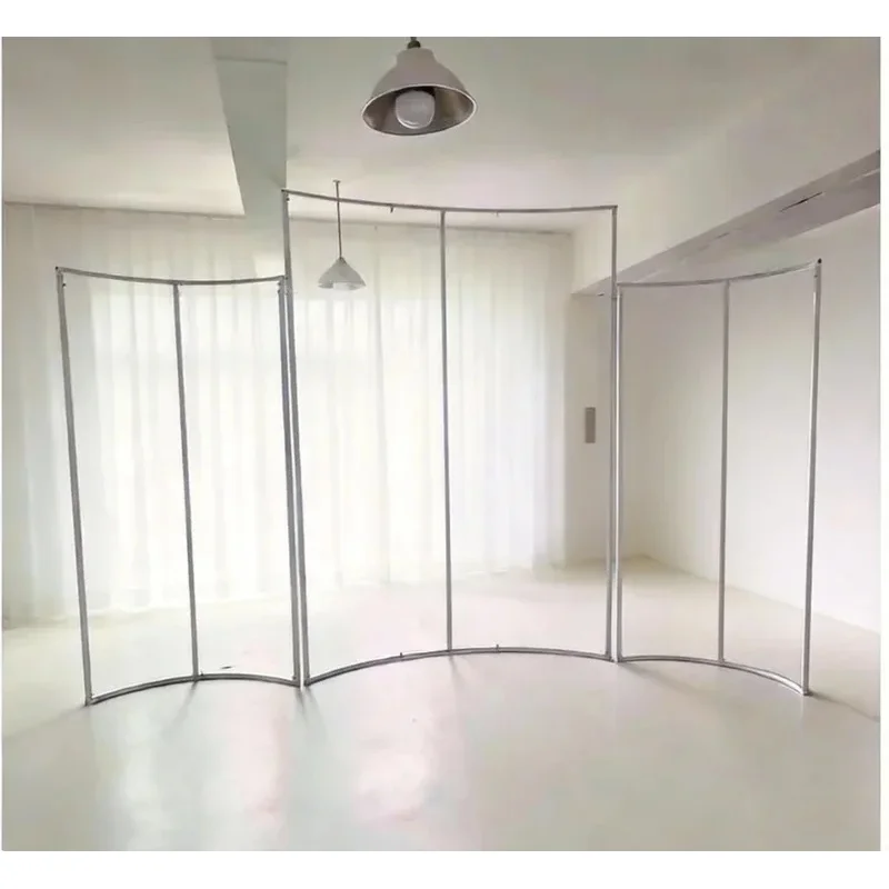 3Pcs Metal Wave Arch Backdrop Stand Set Curved Drape Frame Stage Screen for Wedding Ceremony Party Photo Booth Event Decoration