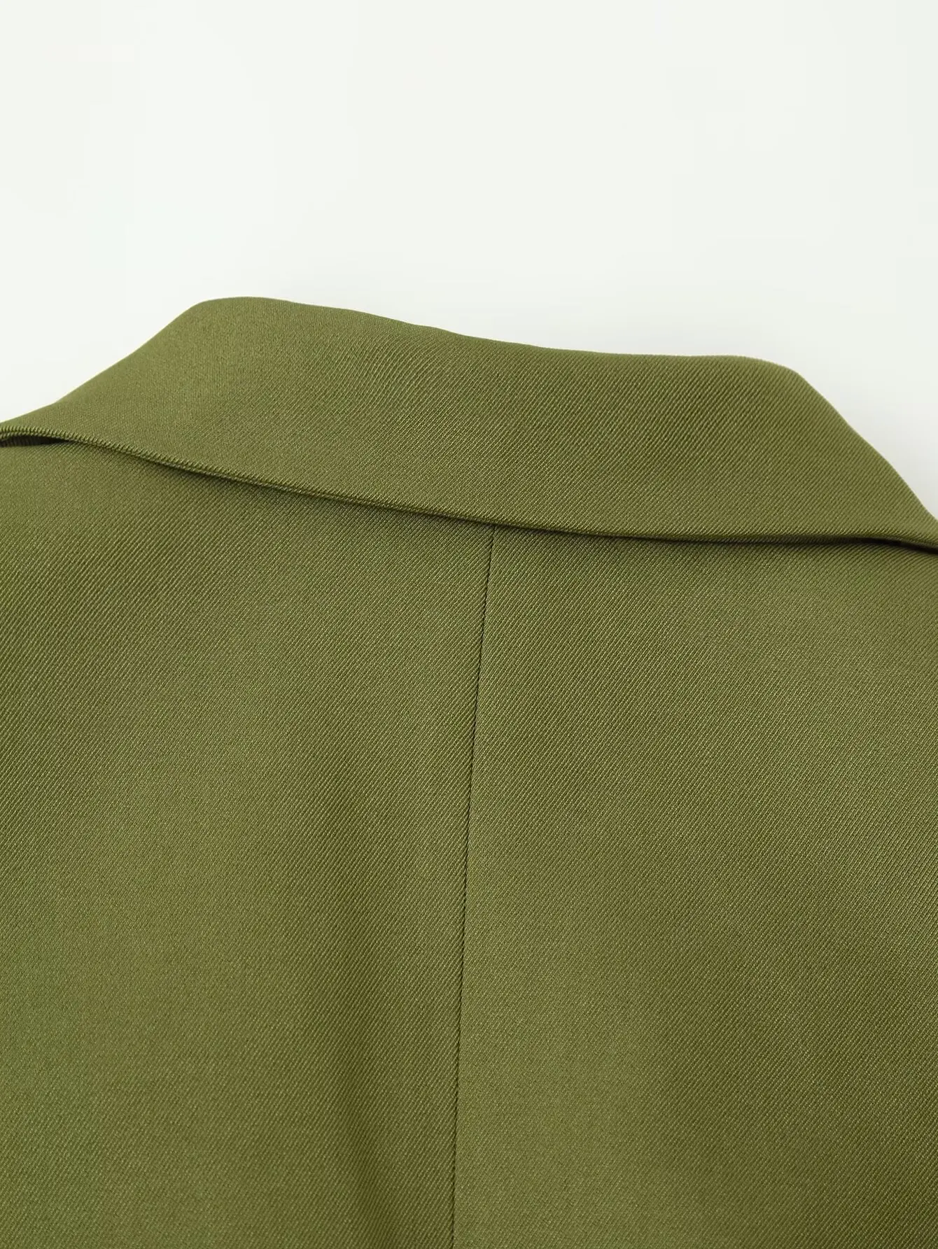 Suninheart Olive Green Asymmetric Blazer & Pants Set – Women's Ruched Waist Suit Two Piece Office Lady Autumn Fashion
