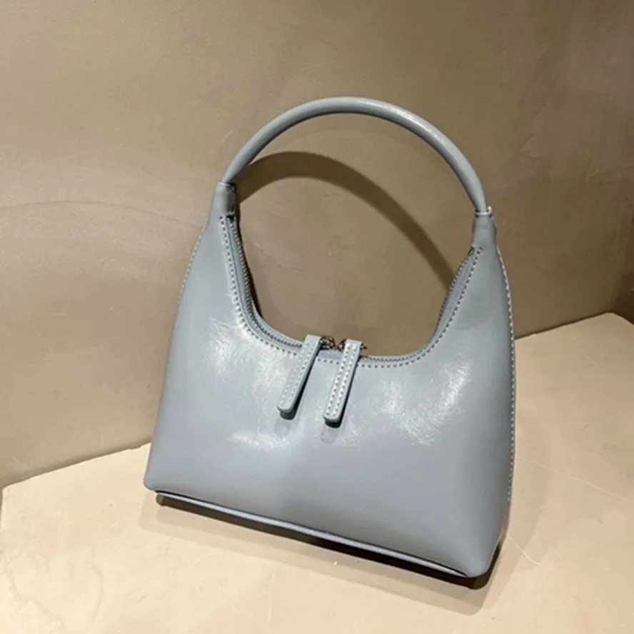 Withered French Fashion Medieval Style Retro Design Mini Underarm Bag High Quality Patent Leather Texture Cowhide Handbag Women