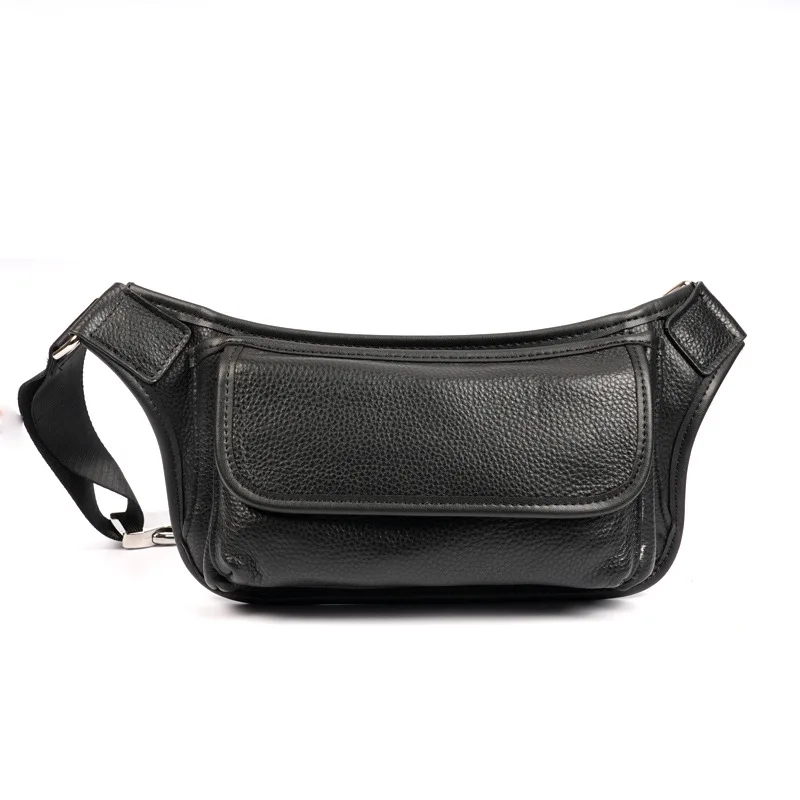 Genuine Leather Waist Bag Top-Grain Cowhide Crossbody Chest Pack for Phone, Sports & Daily Use