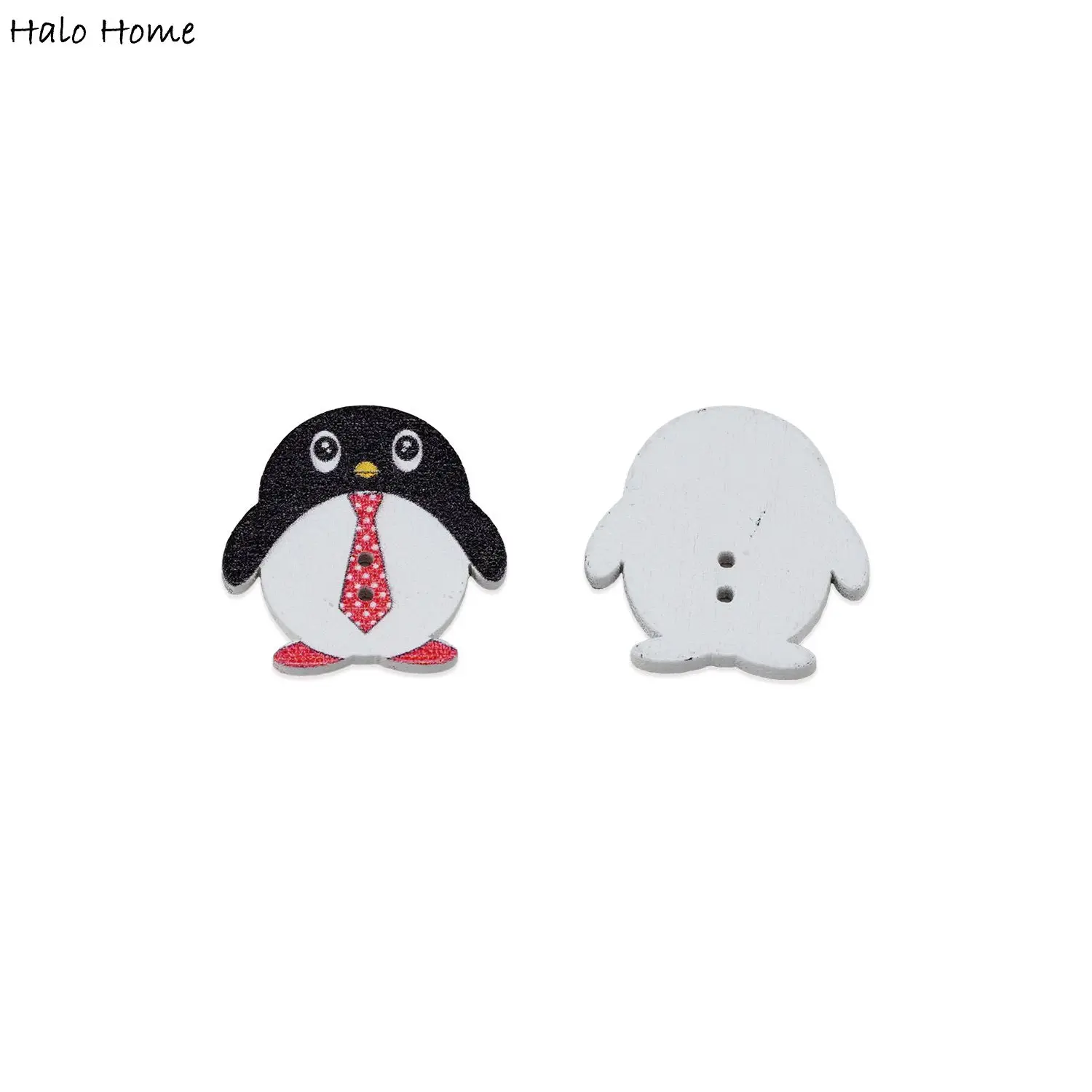30pcs Cartoon Cute Penguin Wood Buttons Sewing Scrapbooking Clothing child card marking Handwork Decor Cartoon DIY 25x24mm