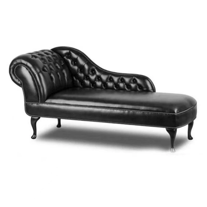 

American country leather art concubine chair leisure lazy sofa living room soft bag design French retro beauty couch recliner