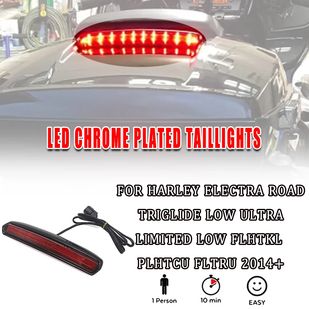 

Для Electra Glide Low CVO Road Glide Ultra Limited Low Tri Glide 2014+ Мотоцикл Хромированный Черный Tour Pak Pack Багажник Светодиодный Хвост Brak