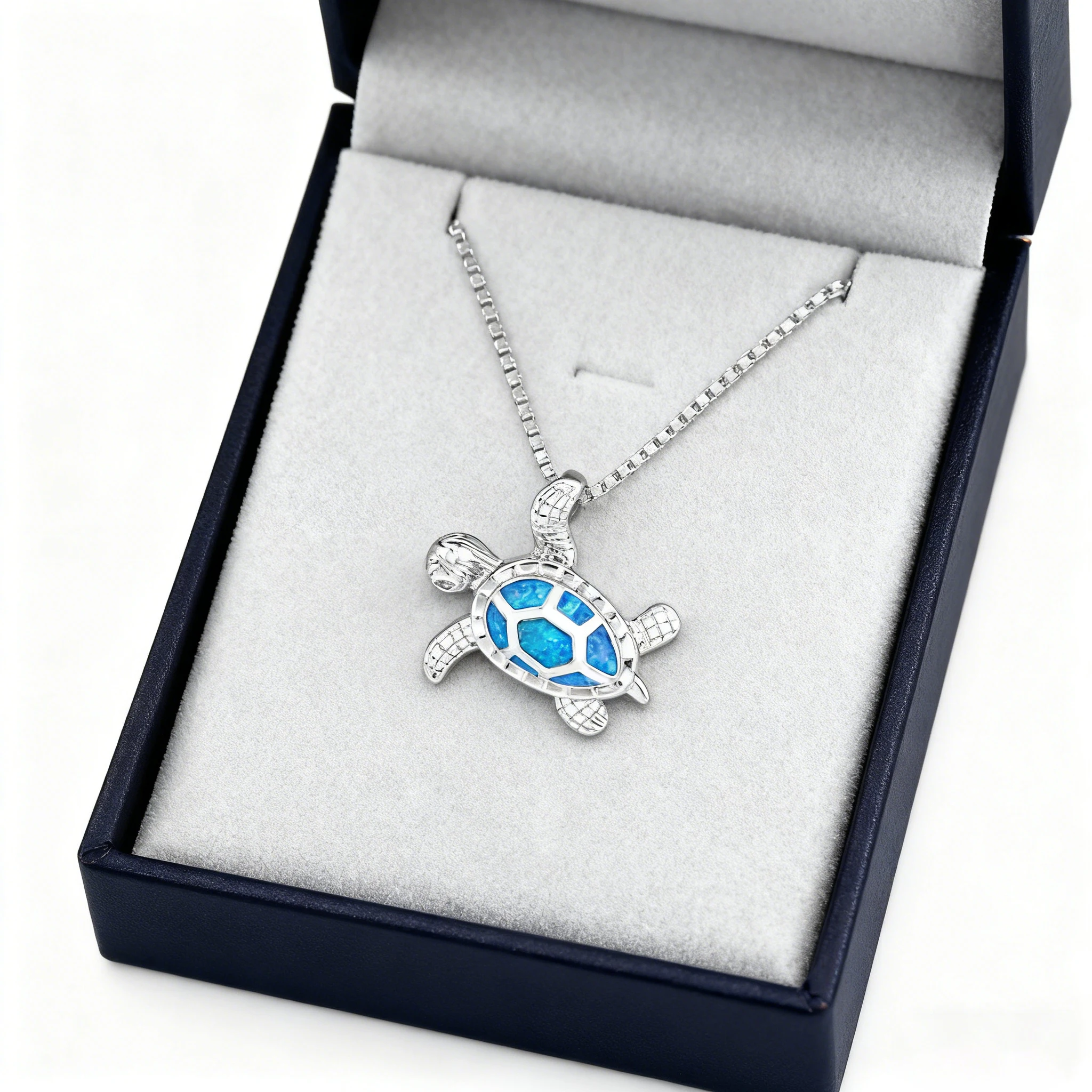 Boho Turtle Shape Charm Pendant White K Pendant Blue Opal Jewelry Necklace Pendants for Men & Women Valentine Aniversary Gifts