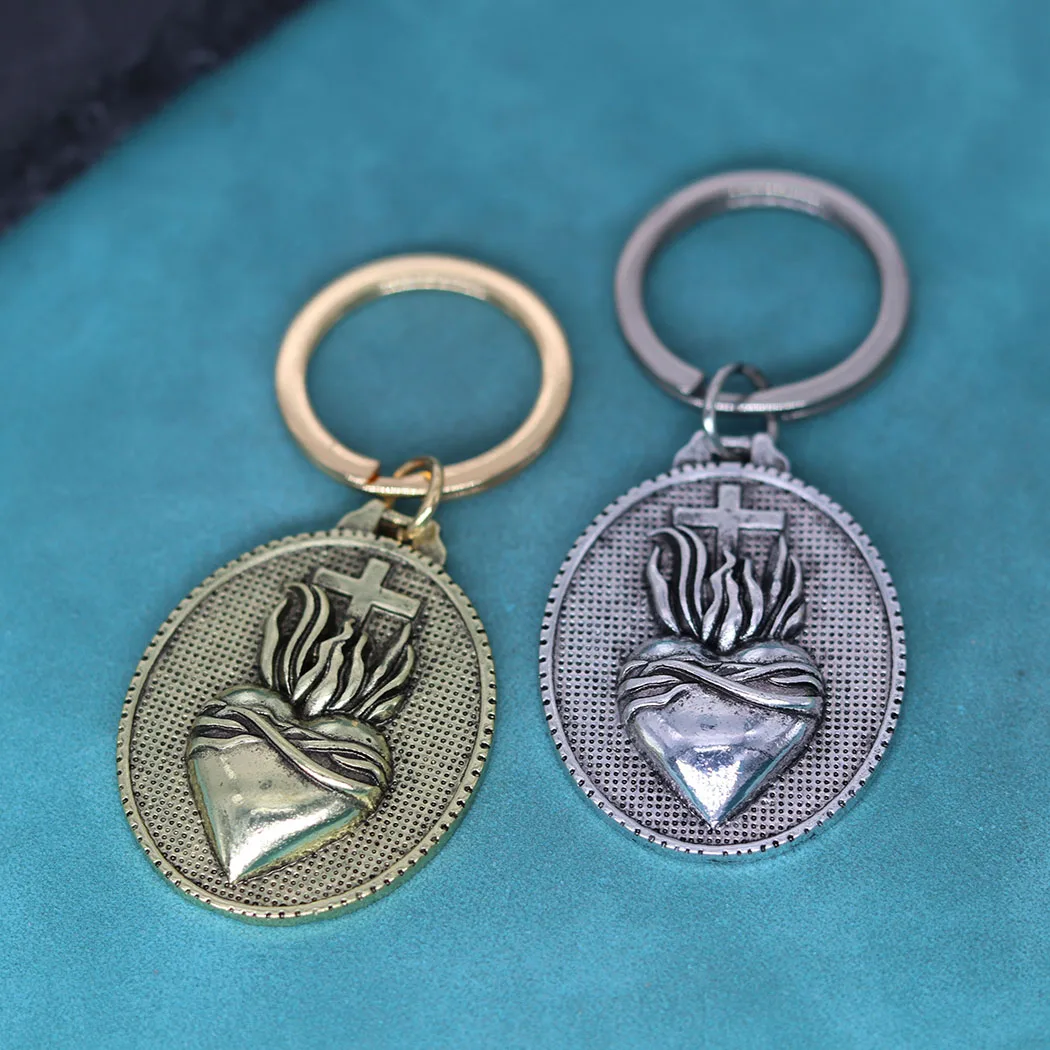 Sacret القلب المفاتيح للرجال النساء المسيحية تميمة قلادة مفتاح سلاسل الدينية الصليب مجوهرات تاليسمان هدية