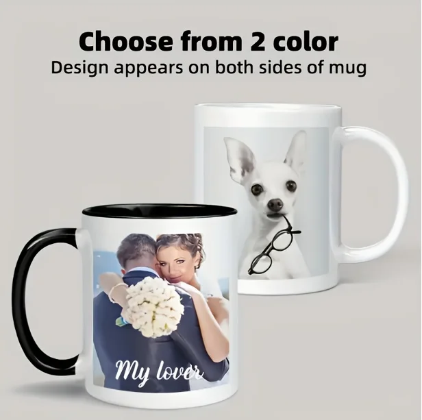 Custom Photo and Text Coffee Mug - Personalized Tea Cup Mugs for Valentine's Day, Christmas Gift