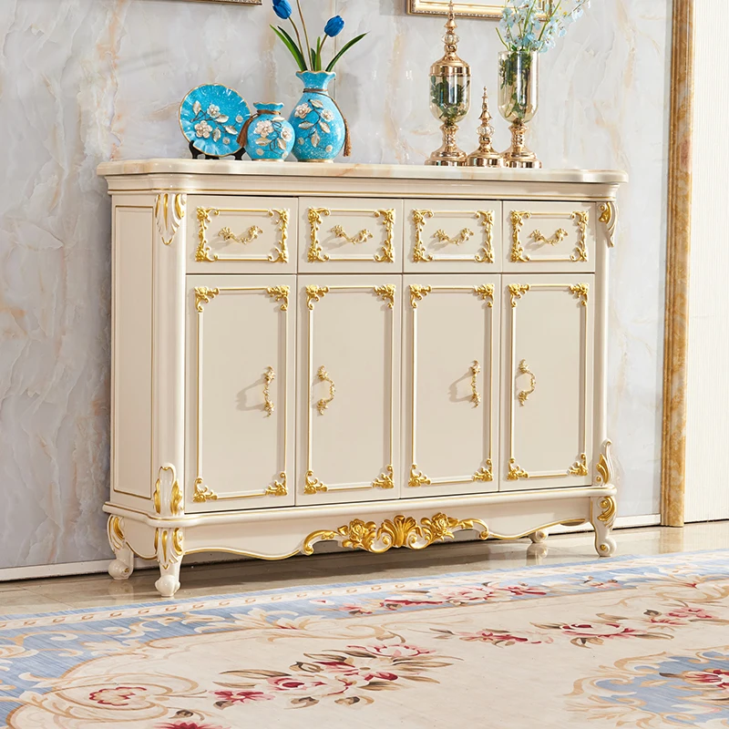 

European marble shoe cabinet American solid wood porch cabinet household living room foyer two doors opposite door three