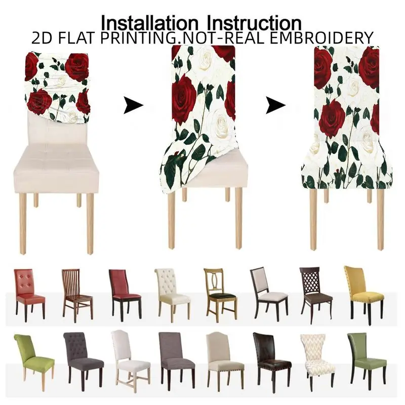 Stretch high back dining chair cover 2D flat wave beach shell pattern, machine washable all-inclusive chair cover
