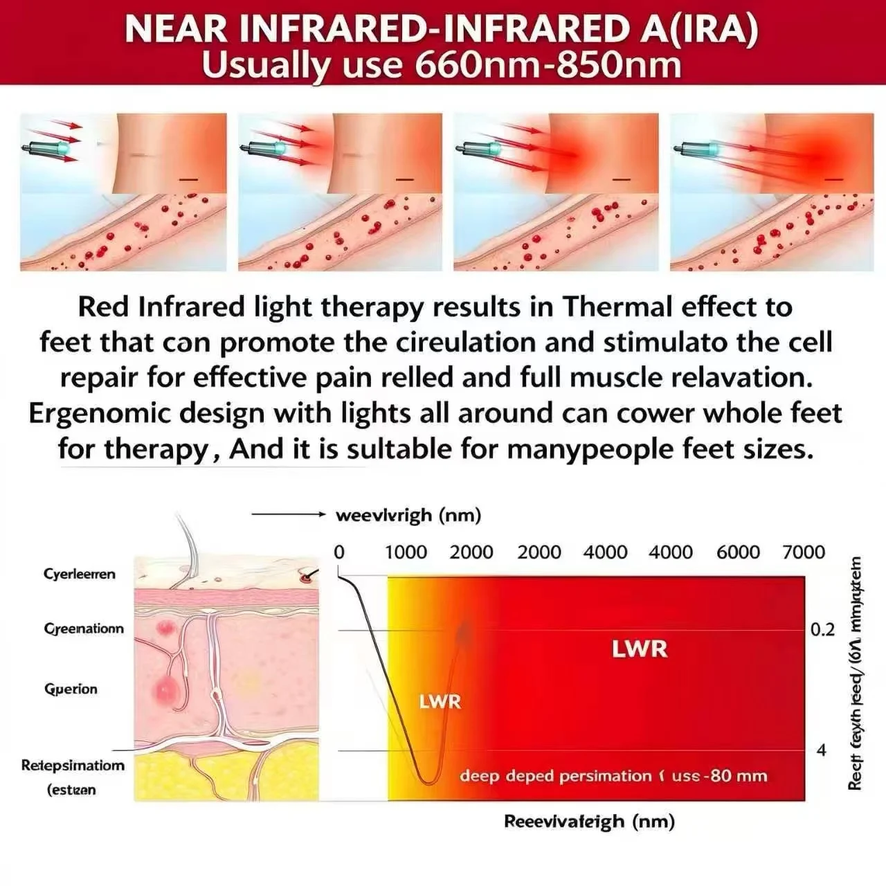 Foot Pain Relief LEDs Red Infrared Light Therapy Slippers Comfortable for Toes Instep Joint Soothing 660nm 850nm Care Tool