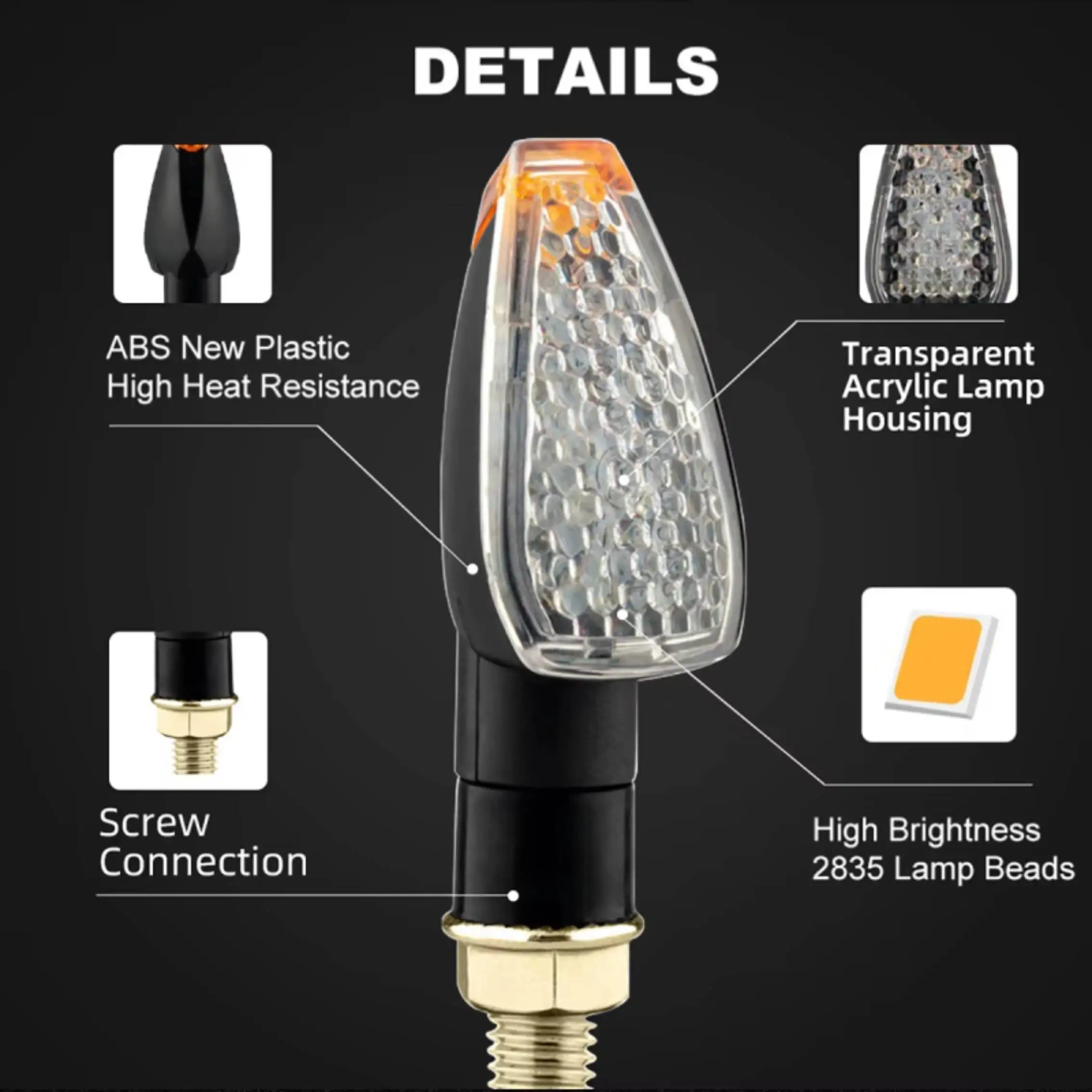 4pcs Universal Motorcycle 15 LED Amber Indicator Blinker Fishscale Style Flashers Moto Access LED Turn Signal Light Super Bright image 2