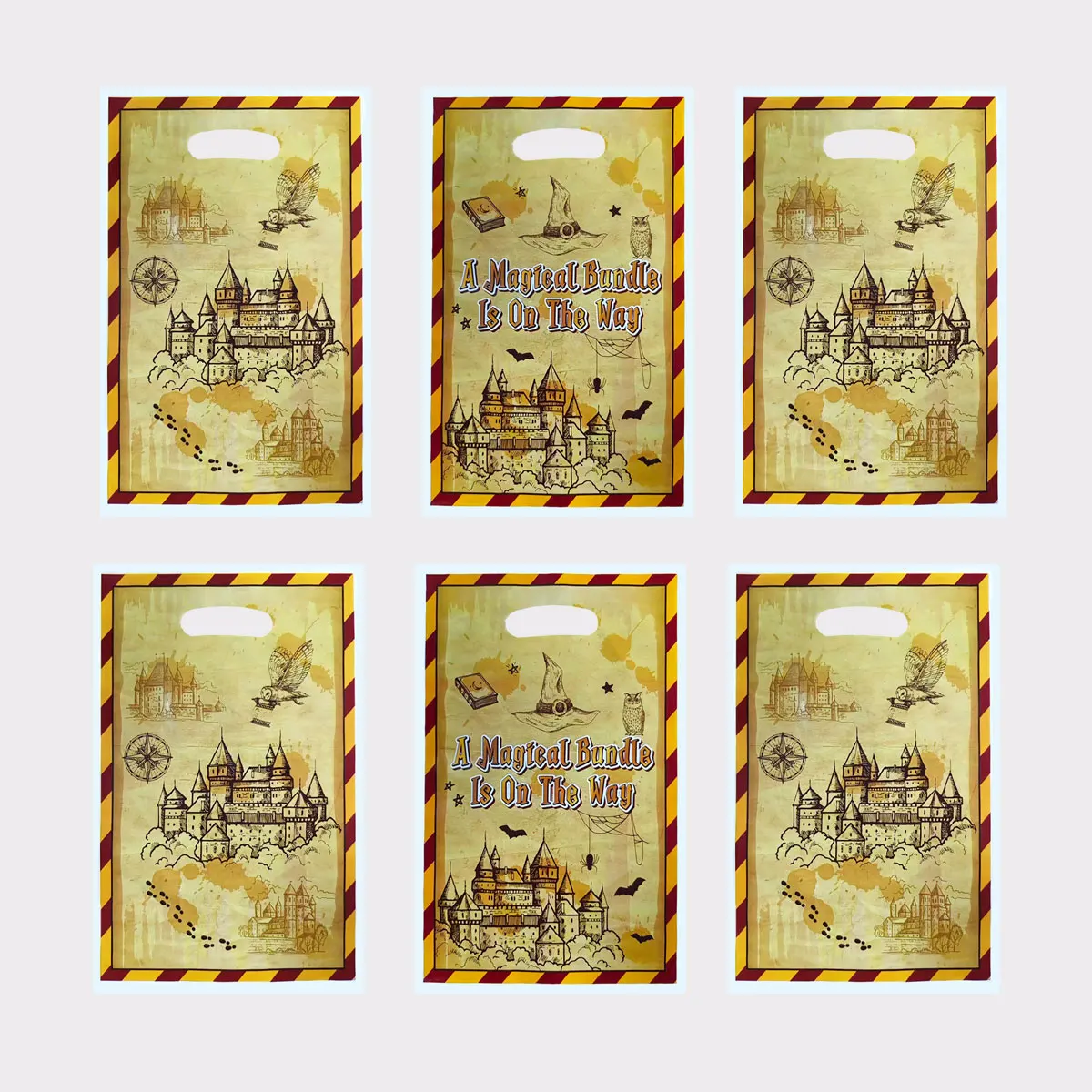 20Pcs/40Pcs Witch Hats, Castles, Owls, a Magical Bundle Is on the Way Lettering, Suitable for Gift Wrapping Bags for Birthdays and Holidays, Event and Party Supplies, Party Favor Bags. Small Gift Packaging Bags, Return Gift Bags, and Gift Bags Suitable for Birthdays, Holidays, Games, Parties, Celebrations, and Other Occasions. view 4