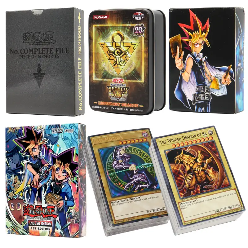 66-148 pces cartões yugioh com caixa de lata yu gi oh cartão inglês holográfico carta dourada duelo links cartão de jogo olhos azuis exodia