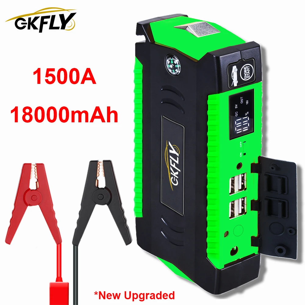 GKFLY 1500A 18000mAh Portable Power Bank 12V Car Jump Starter Emergency Rescue Battery Booster Starting Device For Cars