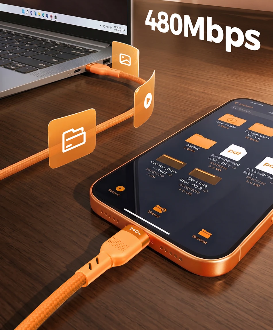 Rocoren 240W USB-Kabel PD USB-C zu Typ-C Kabel für Huawei Xiaomi Samsung USB-C Schnellladekabel Ladekabel Typ-C Kabel – Detail 24