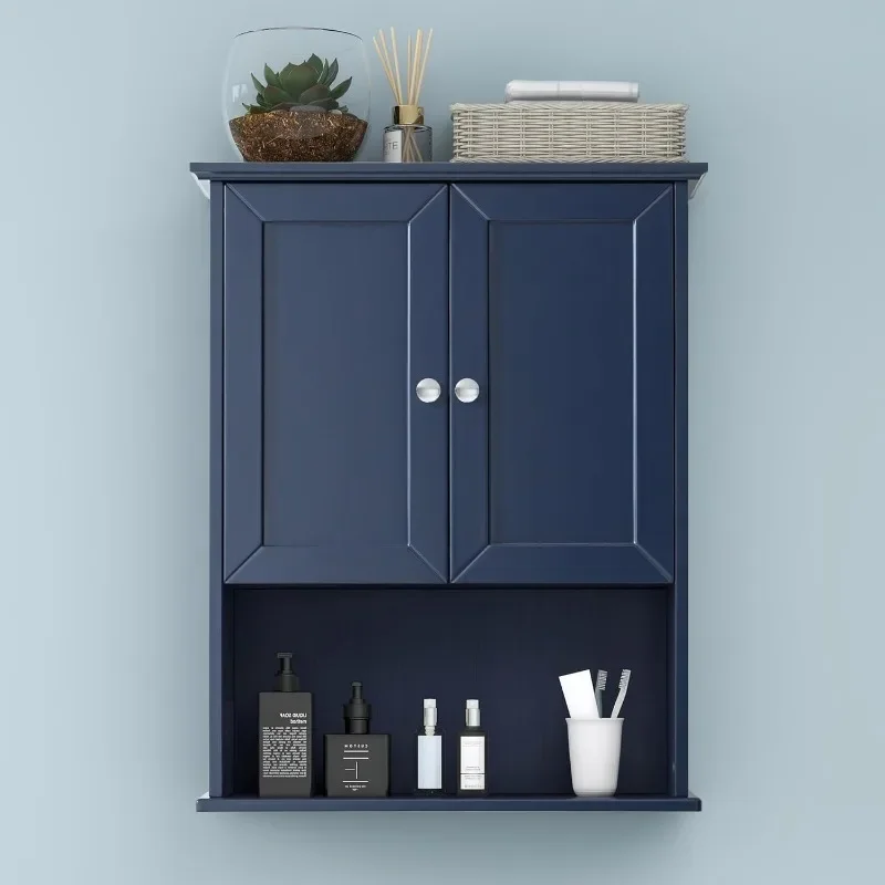 ZHENXIANG Bathroom Wall Cabinet Blue Over Toilet Storage Cabinets 24x30 in Above Toilet Wood Medicine Cabinets Wall  Bathroom