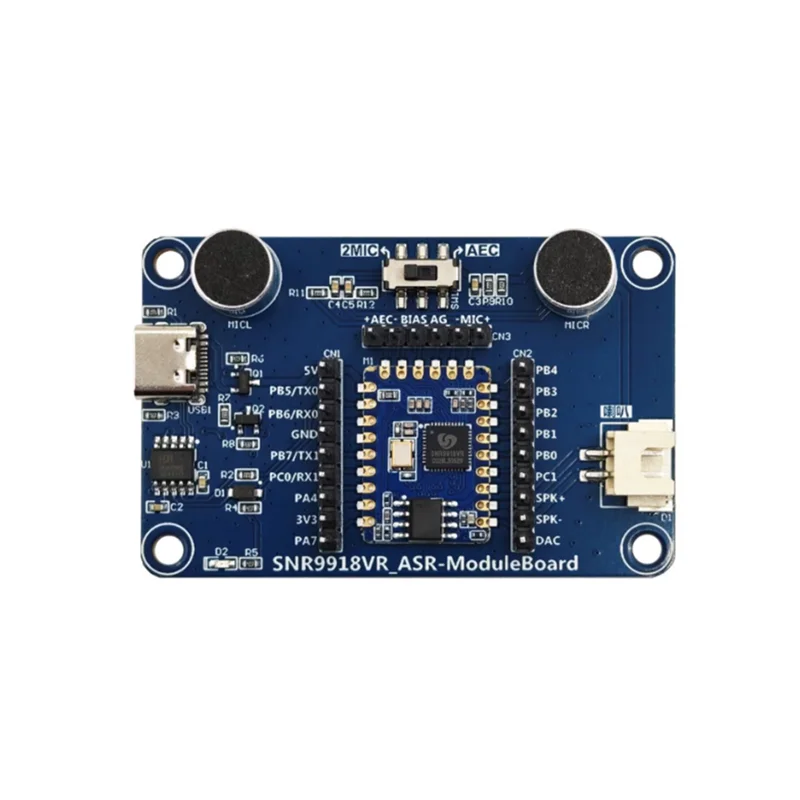1PCS SNR9918VR intelligent voice recognition control module AI offline recognition chip development board dual MIC microphones