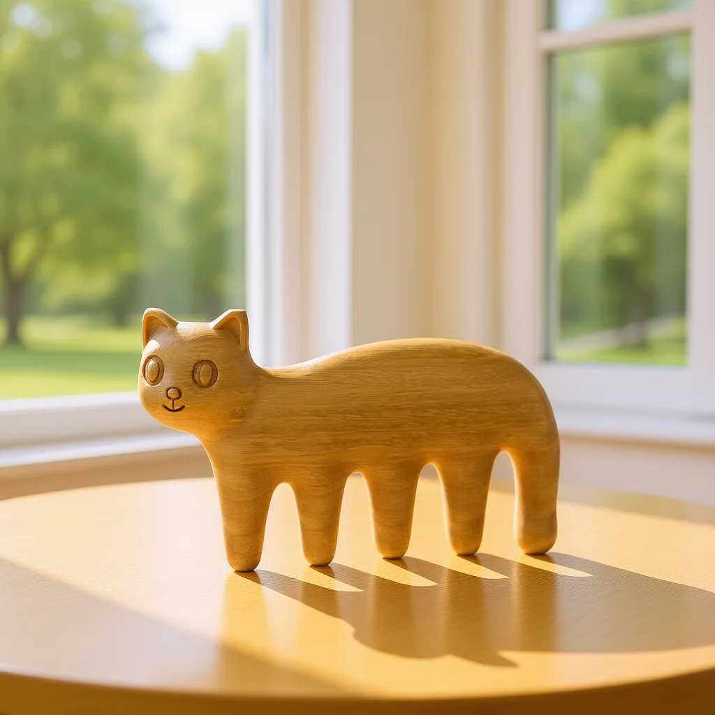 

Cat Shaped Massage Comb Wide Tooth Wooden Scalp Massager For Hair Care Relaxation Lightweight Portable Smooth