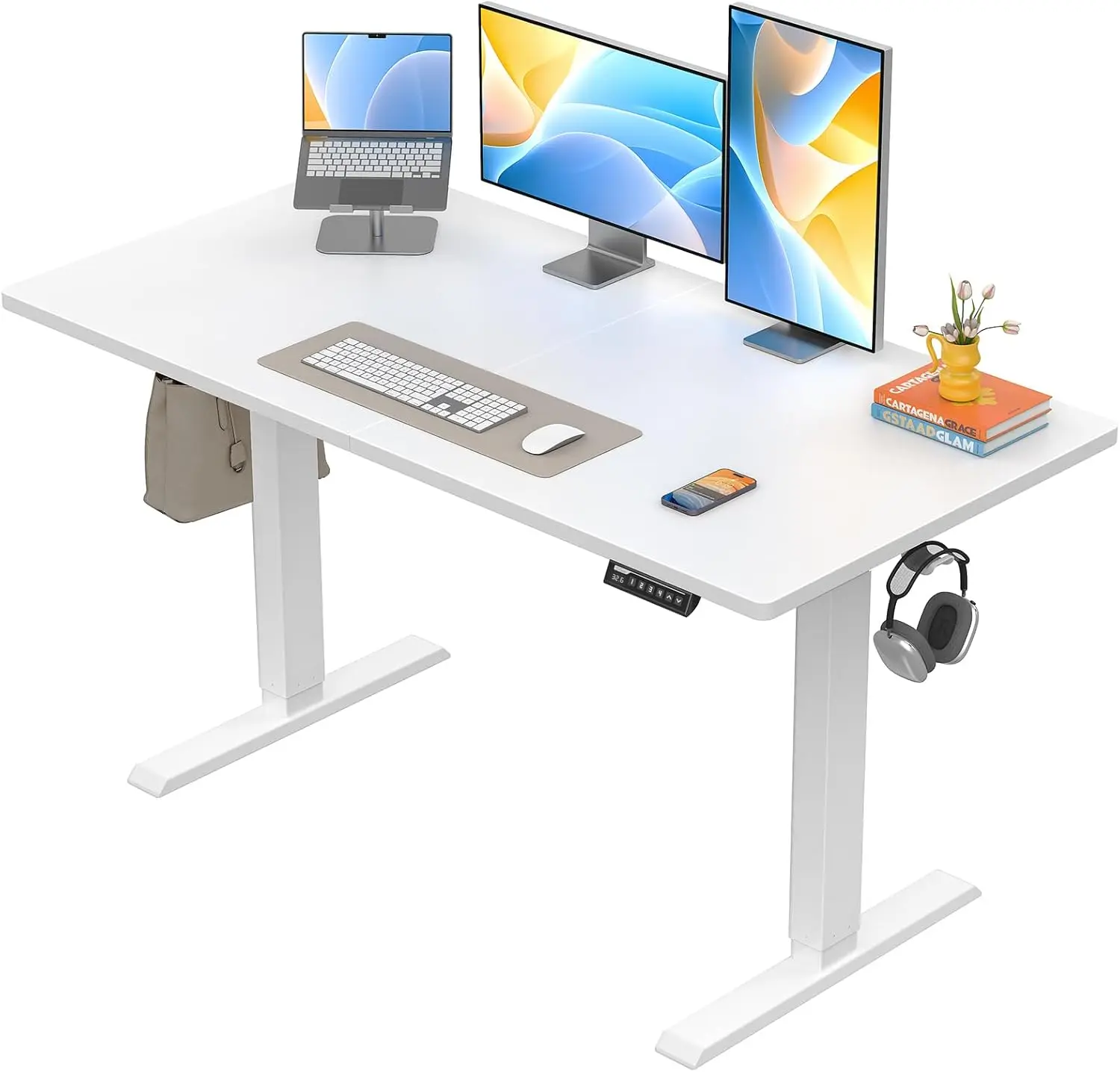 

Electric Standing Desk, 48 x 24 inch Height Adjustable Sit Stand Up Desk, Computer Home Office Desk with 4 Memory Height Buttons