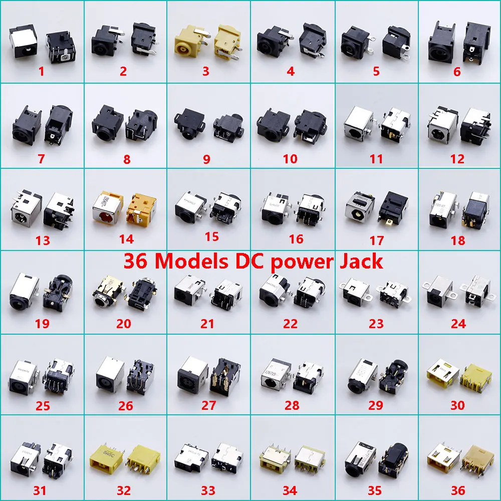 

36 Models For Dell LG SONY Acer ACDC Laptop DC Power Jack DC power Socket for Asus Samsung Lenovo HP power Jack Connector