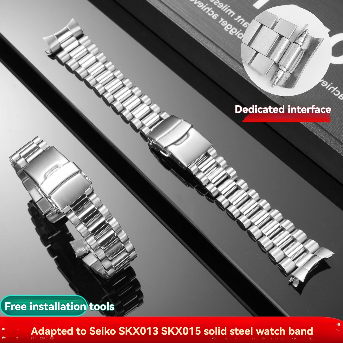 High-Quality Stainless Steel Band for SEIKO SKX013 SKX015 Series Curved Watch Band for Customization Solid Stainless Steel Strap