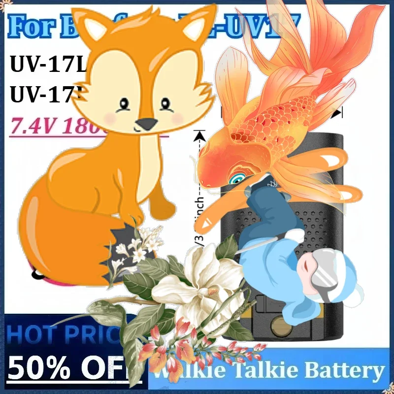 

7.4V 1800mAh Walkie Talkie Rechargeable Battery for Baofeng UV-17 Pro GPS Type-C Charging for UV-17 Max UV-17L UV17 Pro V1 V2