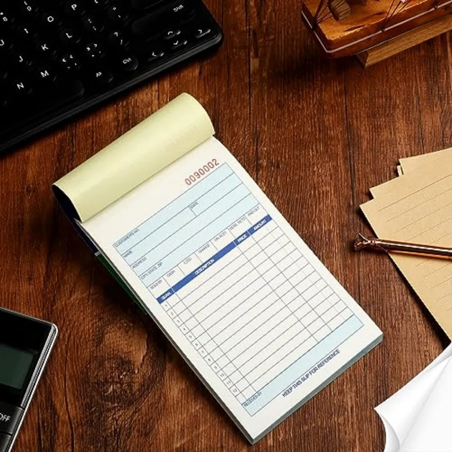 3 Pads Sales Order Books 2 Part Carbonless, Receipt Book with Carbon Copies, 50 Sets Per, Book White/Canary, Cover Receipt Form