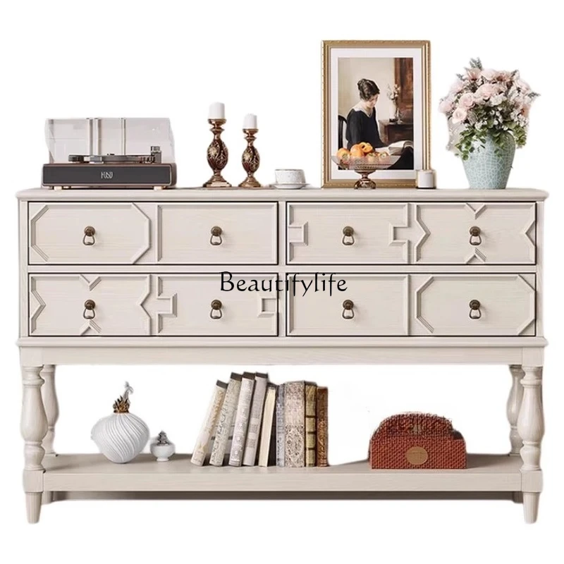 

French cream style porch cabinet living room wall partition decoration retro dining side cabinet