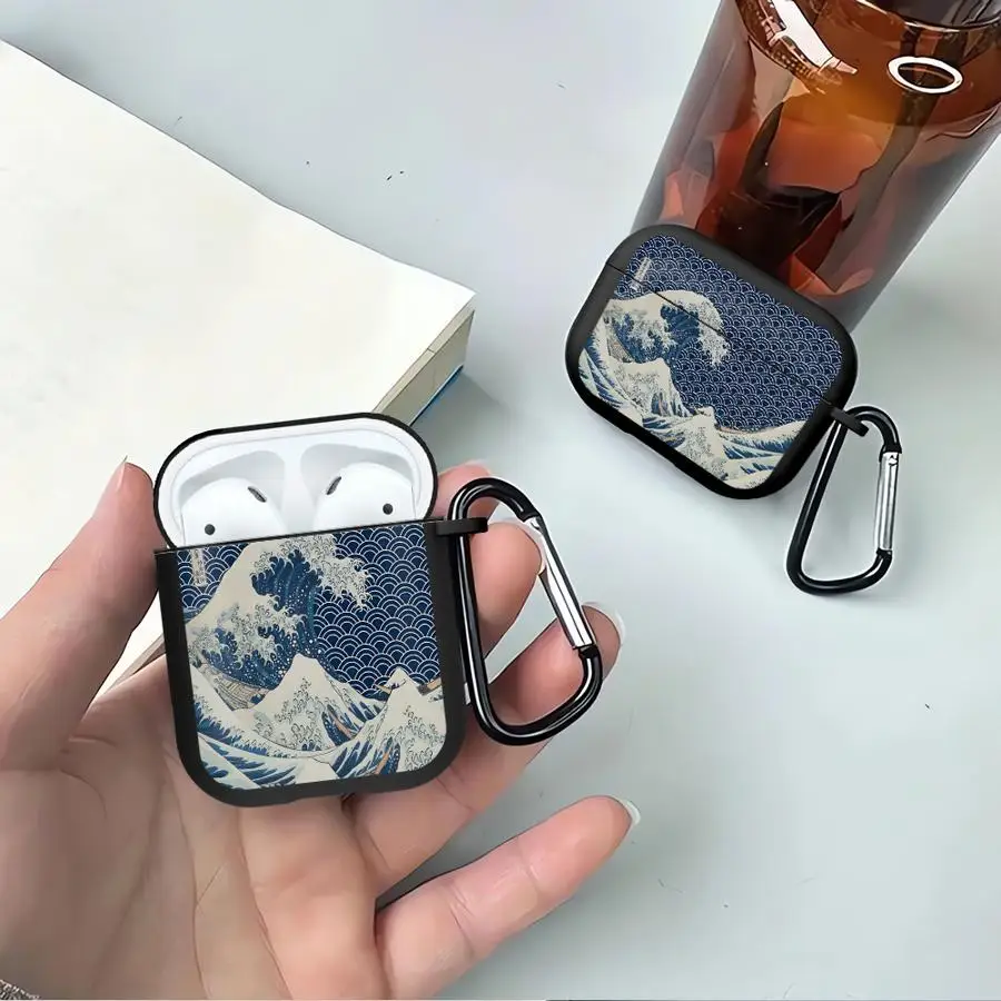 

Case For Airpods Pro3 1 3 Pro2 2 4 Pro Earphone Cases Cover Wave Art Painting