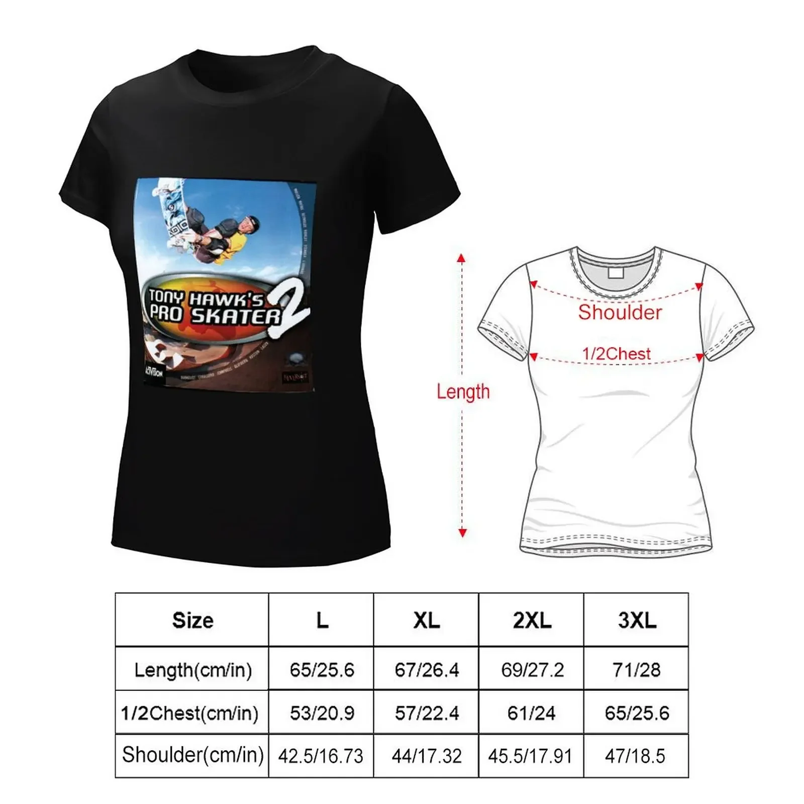 Tony Hawk Pro Skater 2 T-Shirt, schweißästhetische Kleidung, Übergrößen, übergroße T-Shirts für Damen