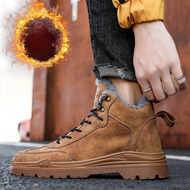 

Non-Slip Wear-Resistant Men's Outdoor Snow Boots - 2025 Winter Plus Size High-Top Fleece Lined Warm Boots