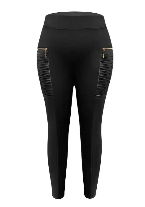 

Women Trousers Spring & Autumn Personalized Women's Pants Heavy Duty Zipper Splicing Elastic High Waist Small Foot Pants