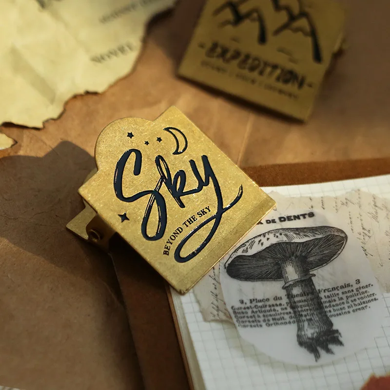 Metal Travel Notebook Clip Brass Stainless Steel Clip Vintage Dairy Notebook Loose Leaf Memo Clip
