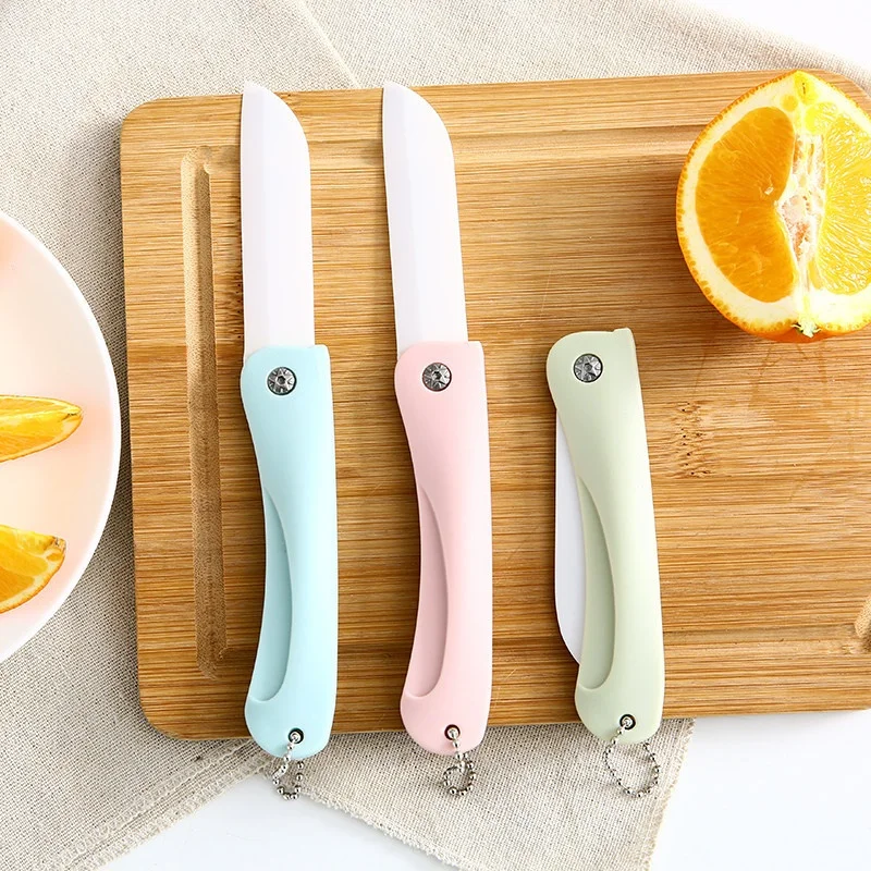 Creative Japanese Style Foldable Ceramic Fruit Knife, Portable Travel Paring Knife For Home Kitchen, High Hardness Blade