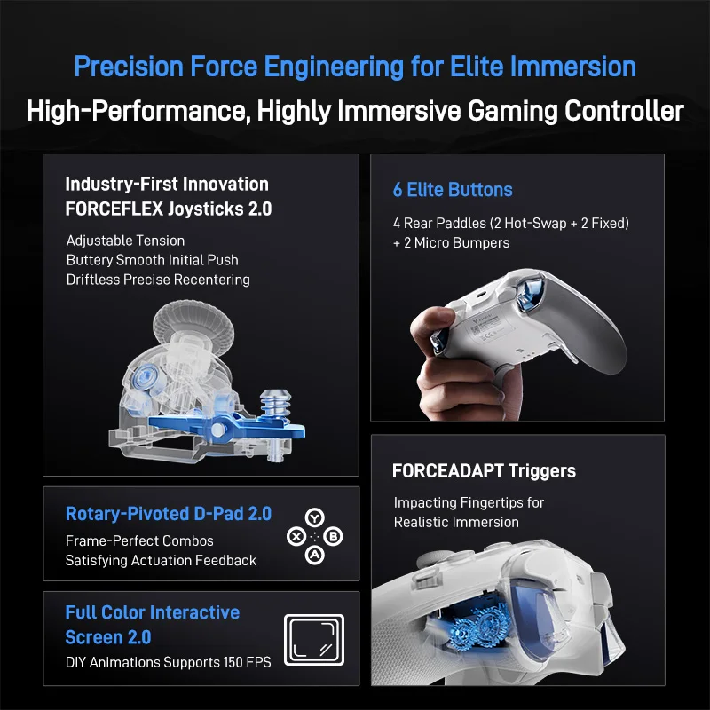 Flydigi APEX 5 Elite Game Controller Adjustable Joysticks Force Feedback Triggers RGB Multi-Platform For PC Switch Android IOS