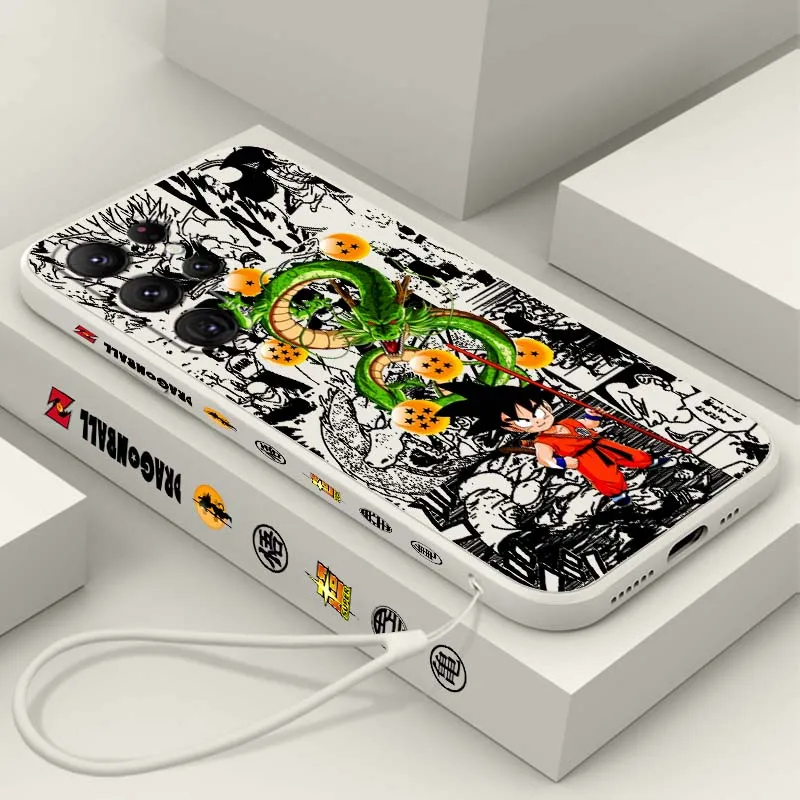 Dragon Ball Anime Cool Phone Case For Samsung Galaxy S26 S25 S24 S23 S22 S21 S20 S10 Edge Ultra Plus FE Liquid Left Rope