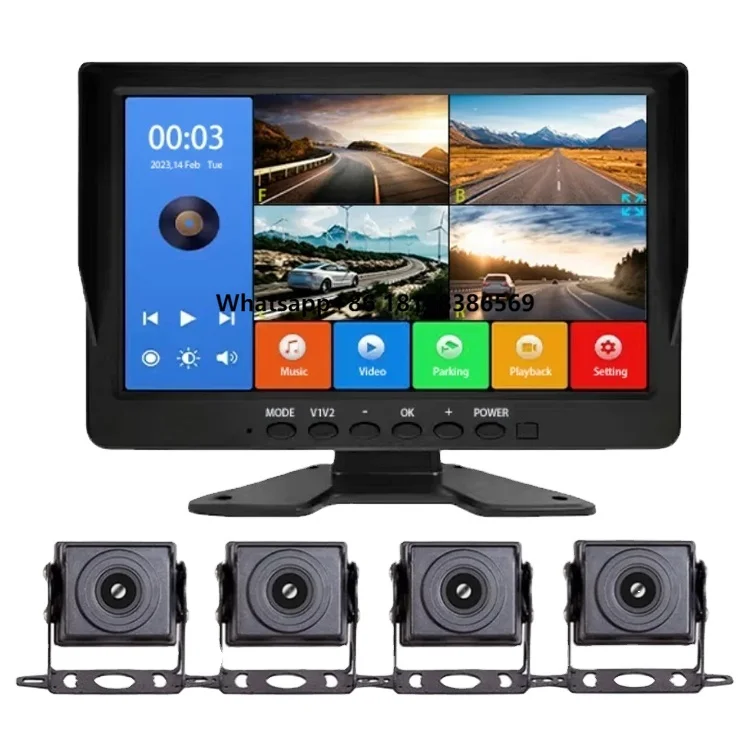 

10.1 Inch 1080P AHD System for Car/RV/Bus/Truck 4 Channel CCTV Night Vision Reversing Parking Recorder ADAS