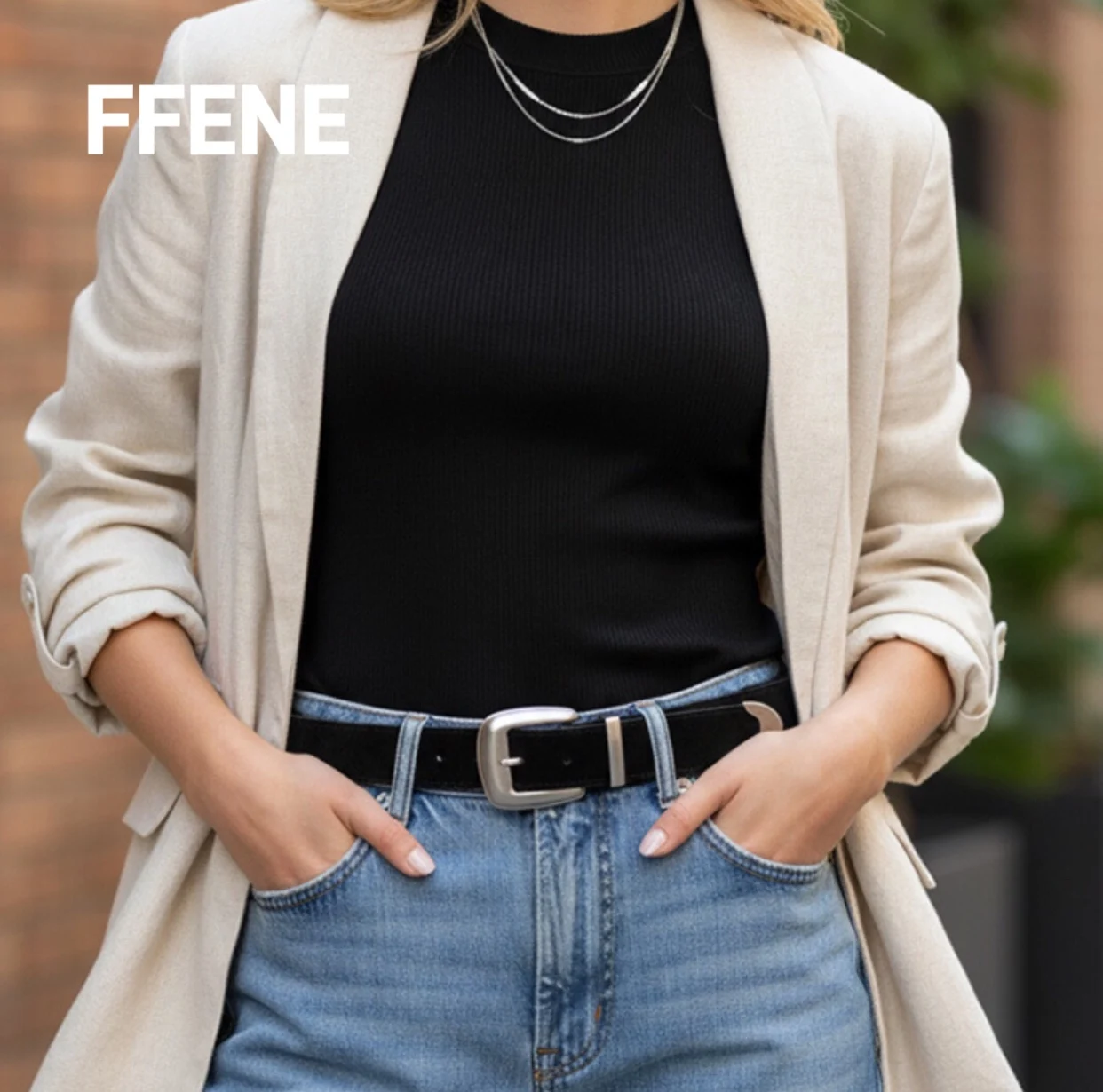 

[Simple] Matte velvet belt for women, retro decoration, suit, jeans, business, leather, high-end feeling women's pin buckle belt