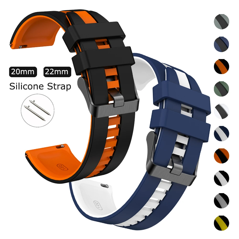 Pulseira de Silicone 20mm 22mm para Xiaomi Watch 5 S1 Active S2 S3 S4/Mi Watch Color 2/2 Pro, Correia para HUAWEI WATCH GT 6 5 Pro