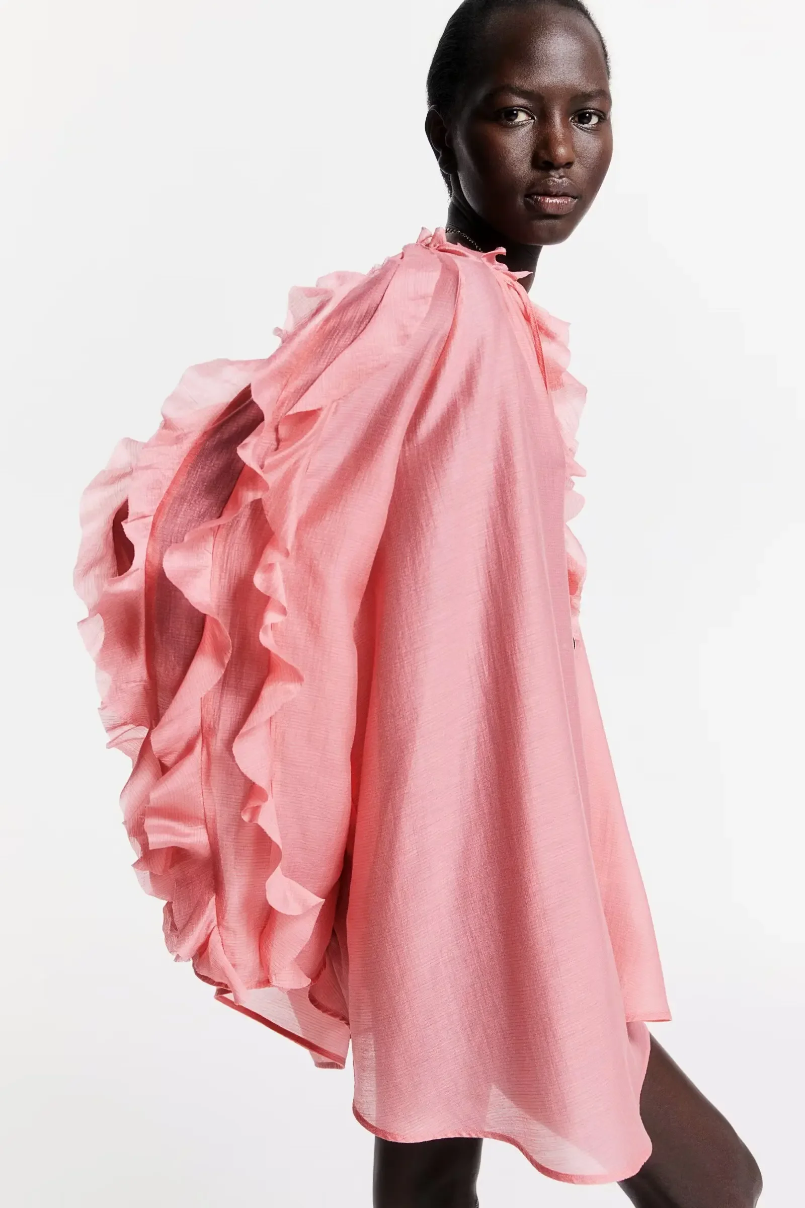 New Fashion Women Casual Lace Up Ruffles Long Sleeve Mini Dresses Sexy Solid Color Short Spring Dress Elegant Party Vestidos