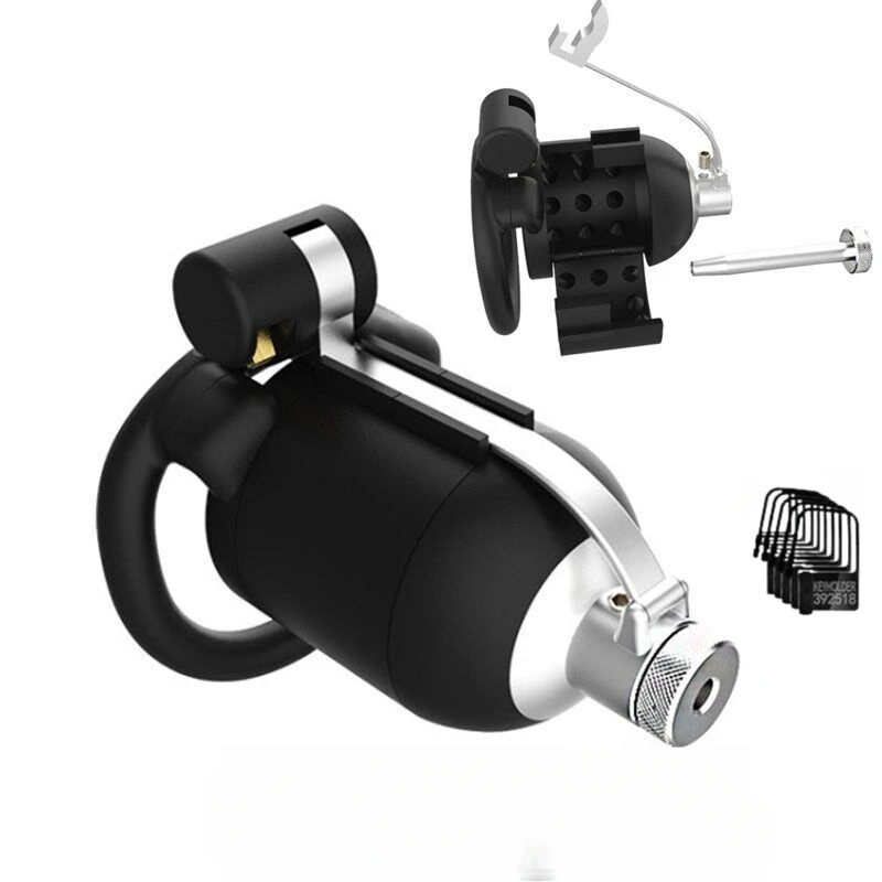 Resin 3D Printing Breathable Anti Escape Chastity Lock with Spikes Restraints SexToy for Man Cock Cage Metal Catheter Penis Ring