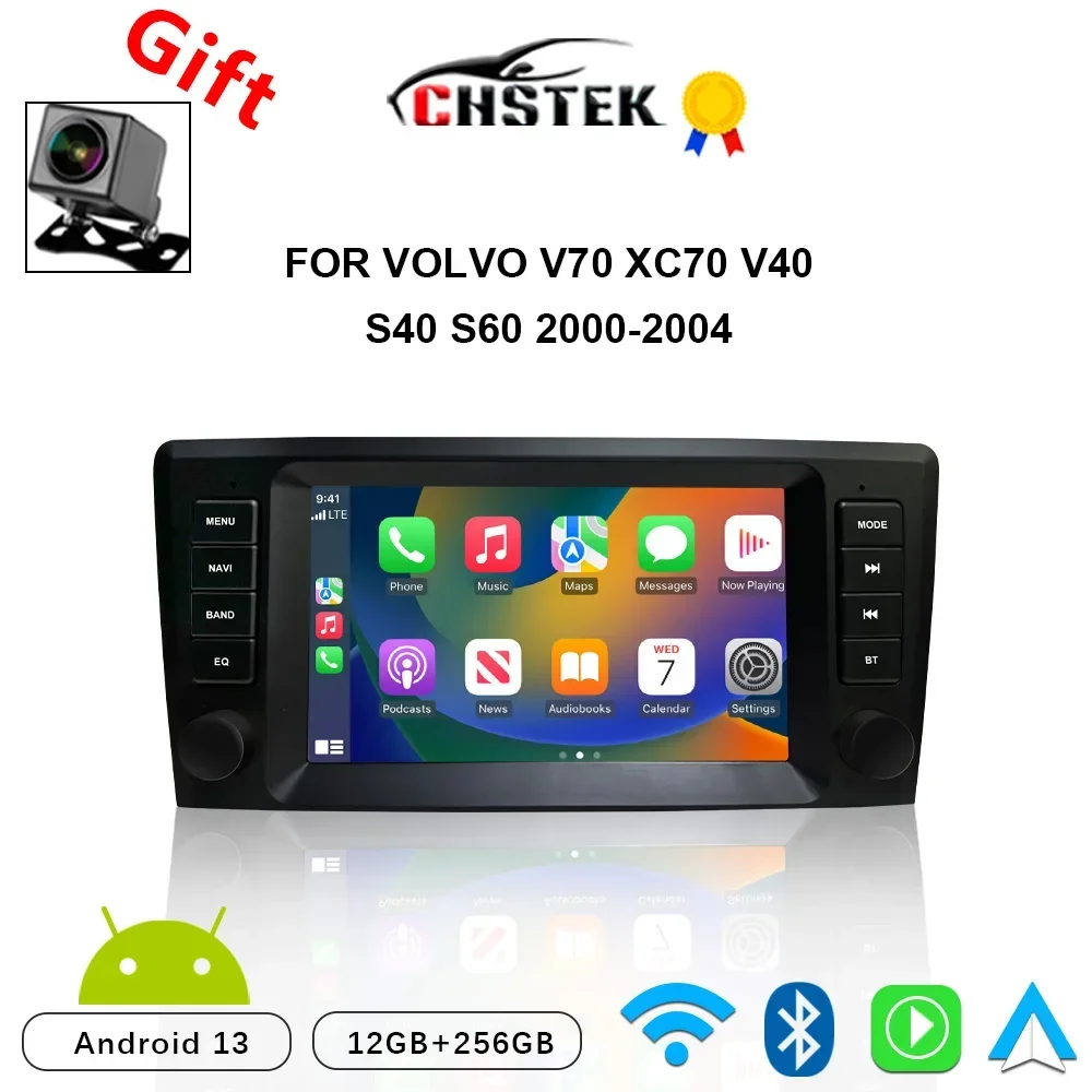 

CHSTEK Car Radio Android13 Carplay For Volvo XC70 V70 XC90 S60 S40 V40 2000 2001 2002 2003 2004 Multimedia Bluetooth WIFI 4G GPS