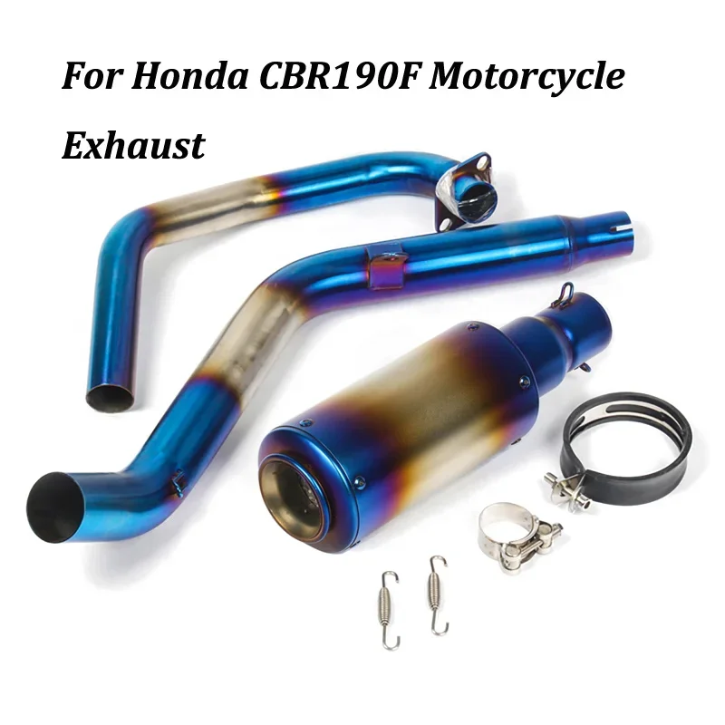 Full System Motorcycle Exhaust Muffler Modified Escape Moto Carbon fiber+stainless steel  Slip on For Honda CBR190F CB 190F