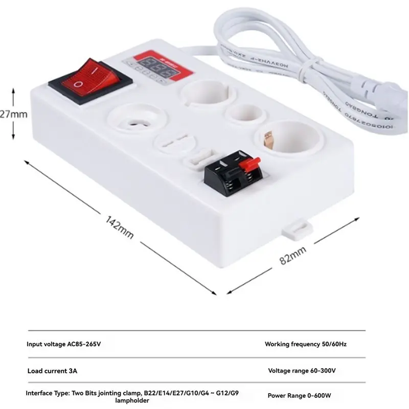 【HOME TOOL】2X E27 B22 E14 Lamp Bulb Tester, LED Light Voltage Power Quick Test Box, Fast Testing With Power Display US PLUG