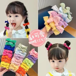 10pcs Hair Accessories Band Bandeau Cheveux Scrunchies Tiara for girls seamless tie Small ring rubber color gradient Brown Bow