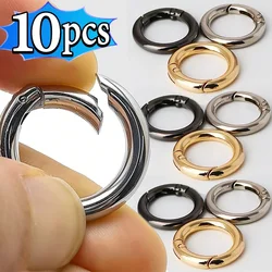 10 pçs metal o anel primavera fechos para diy jóias openable redondo mosquetão chaveiro saco clipes gancho cão corrente fivelas conector