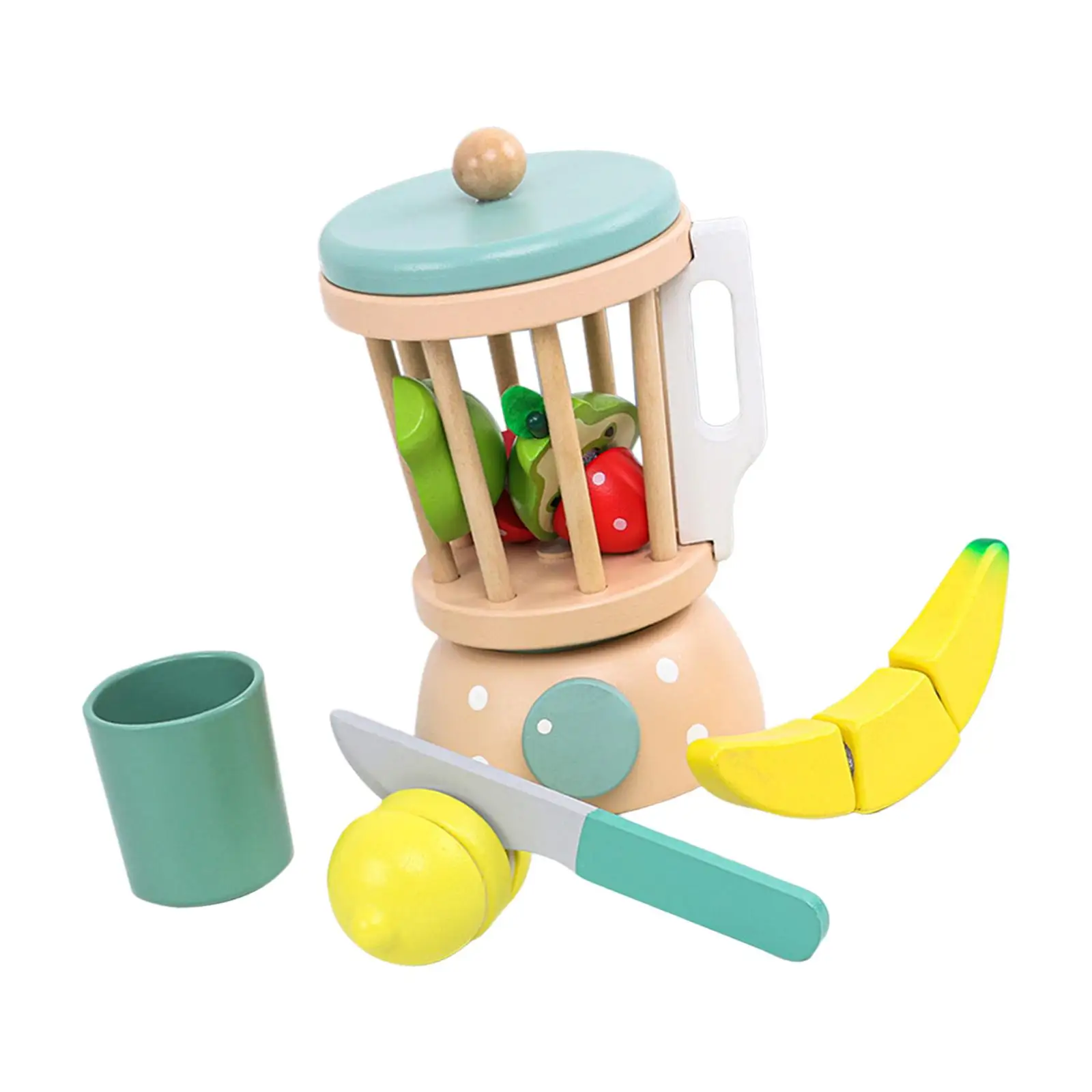 Simulation Play House Kitchen Toys Pretend Play Kitchen Appliances Set Wooden Smoothie Set for Boys Girls