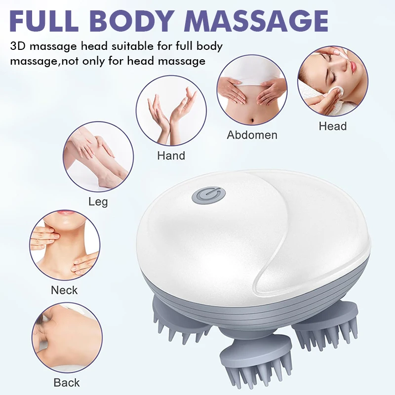 Cabeça elétrica do couro cabeludo massageador amassar vibratório ombro pescoço perna braço massagem profunda gato pet massagem para relaxamento cuidados de saúde